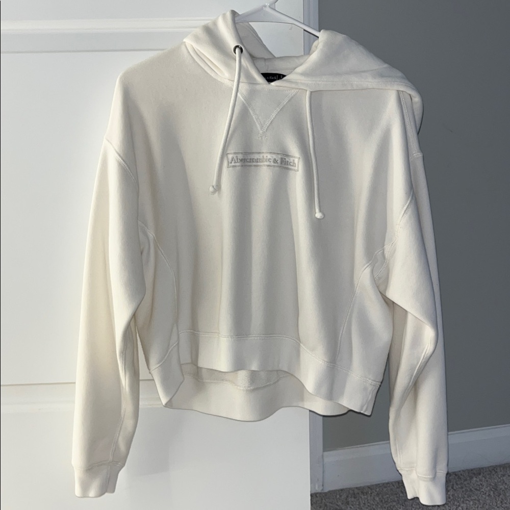 Abercrombie & Fitch Women's Cream Hoodie Sweater